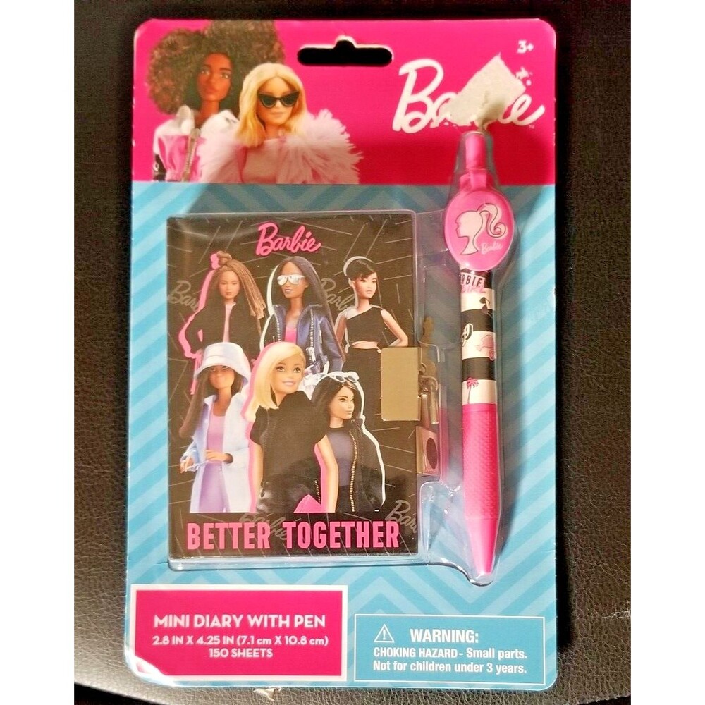 BARBIE Mini Diary + Matching Pen with Lock & Key Better Together Girl's